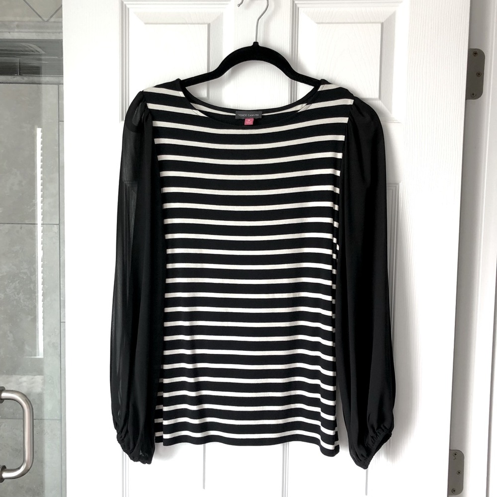 Vince Camuto black & white striped top/blouse, Sz M